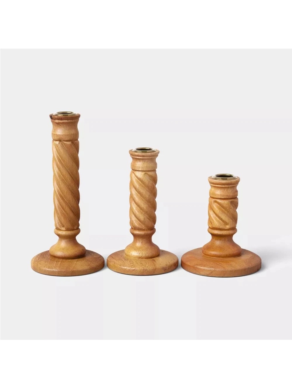 Set of 3 Wood Taper Candle Holders